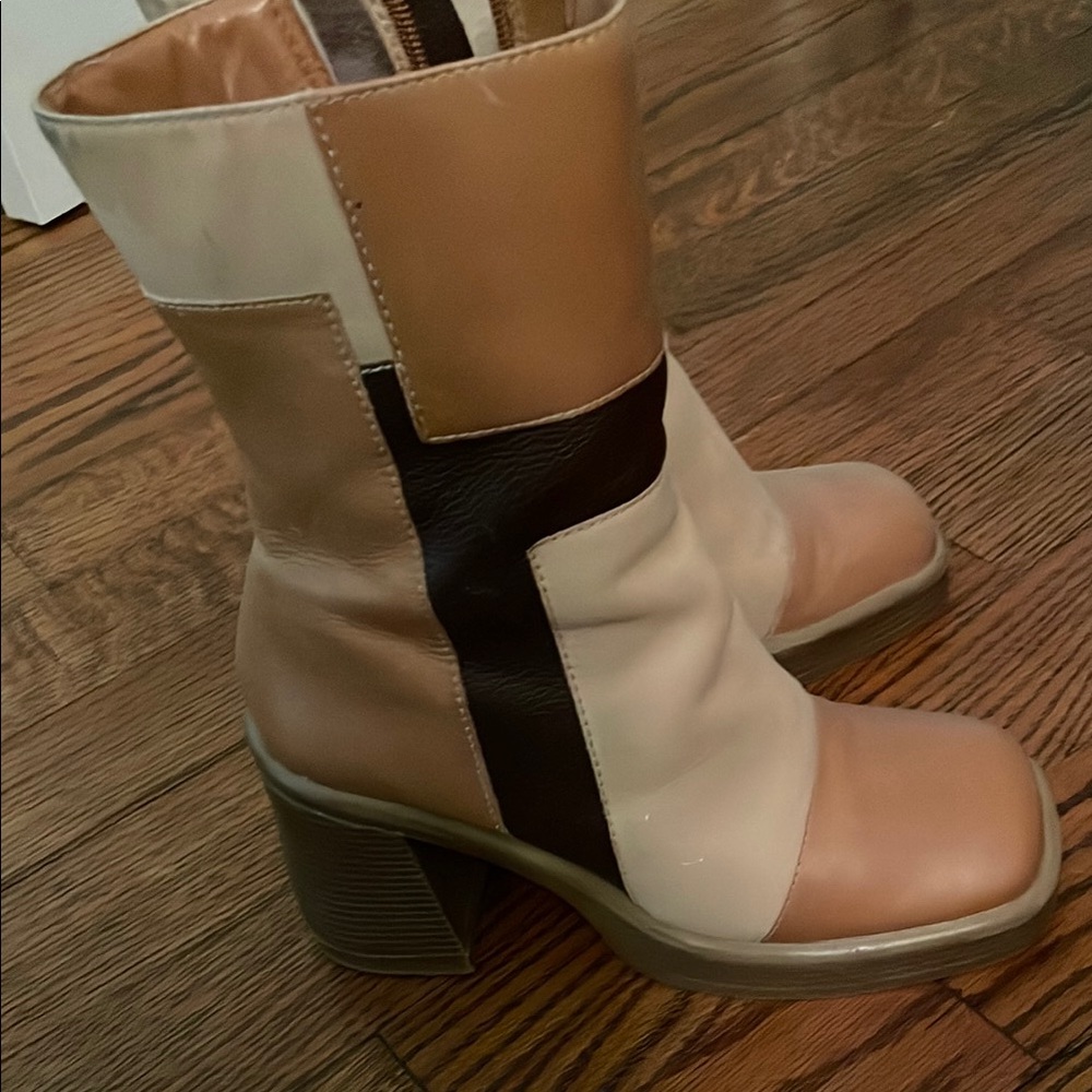Steve Madden Tan and Cream Heeled Boots
